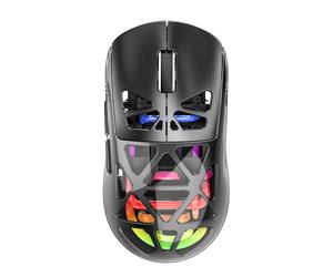 SENECESLI Souris de Jeu sans Fil LéGère, 2,4 G de Modes Câblés 3 Modes de Souris Ordinaire Transparent Creux, adapté à Wins Android (Black)
