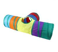 SENECESLI Tunnel pour Chat Arc-en-Ciel avec Balle de Jeu, Tube Pliable pour Un Plaisir sans Fin, Parfait pour Les Chats, Chatons, Lapins, Matériau en Polyester coloré