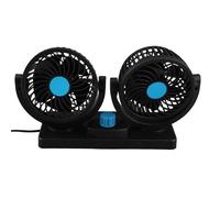 SENECESLI Ventilateur de Voiture à Double Tête, Refroidisseur d'air de Tableau de Bord avec Têtes de Ventilateur Rotatives à 360 Degrés et Cinq Pales pour Cabine de Camion SUV RV, Comprend 3