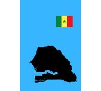 Senegal Country Map and Flag Design Notebook: In Blue Color Background