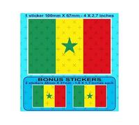 sénégal Drapeau Senegal West Afrique, Dakar 10,2 cm africain (100 mm) en vinyle Bumper Sticker, autocollant x1 + 2 Bonus
