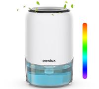 Senelux Déshumidificateur électrique de 1100 ml pour la maison humide avec 7 lumières colorées, petit déshumidificateur portable, arrêt automatique pour sécher les vêtements, la chambre, la