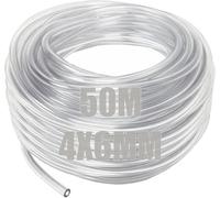SENENQU 50 Mètres Tuyau Souple Transparent PVC - 4 MM ID × 6 MM OD - Tube Pompe à Air pour Aquarium et Réservoir - Dureté : 60