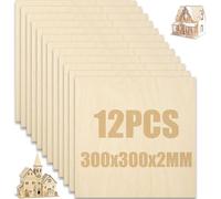 SENENQU Lot de 12 Contreplaqué 2 mm, 300 x 300 mm x 2 mm Panneau de Contreplaqué, Planche de Bois Pour Pyrogravure Bricolage Artisanate en Bois Modèles et Peintures…