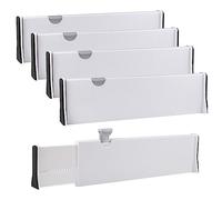 SENENQU Lot de 4 Separateur de Tiroirs Cuisine Extensible 27.8-43.5 CM Plastique Separateur Tiroirs Vetement Cuisine Ajustable, Organisateur de Tiroir Cuisine Pour Couv
