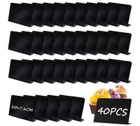 SENENQU Lot de 40 Mini Tableau Noir, Mini Panneau D'affichage, Petit Tableau Noir pour Boulangerie, Buffet, Mariage, Fêtes, Signes pour la Nourriture (100 x 76 mm)