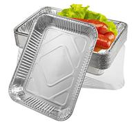 SENENQU Lot de 50 Barquette Aluminium avec Couvercle, 850ML Barquette Alimentaire Jetable avec Couvercle, Barquette En Aluminium Jetables Pour Barbecue la Cuisson Grillage Cuisine Restauration