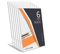 SENENQU Lot de 6 Présentoir de Table Acrylique Incliné Présentoir Incliné de Table, 210 x 297 mm, Présentoirs de Table A4 en L, Acrylique Transparent, Support A4 d'affichage de Menu, Porte Documents
