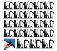 SENENQU Lot de 60 Clip de Bâche Tente, 20PCS Pince pour Bâche Pince Verrouillage + 20PCS Tendeur Elastique Noir + 20PCS Mousqueton pour Auvent Fixation Bache Camping Toile Ombrage Bache de Piscine