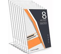 SENENQU Lot de 8 Présentoir de Table Acrylique Incliné Présentoir Incliné de Table, 150 x 210 mm, Présentoirs de Table A5 en L, Acrylique Transparent, Support A5 d'affichage de Menu, Porte Documents