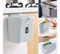SENENQU Poubelle Suspendue Cuisine 7L avec Couvercle, Murale Gris pour Camping-Car, Portes d'Armoires, Placard, Salle de Bain - 24 x 13.5 x 23.5 CM