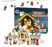 Senermter Calendrier de l'Avent de la Nativité,Calendrier de l'Avent de la Nativité 2024 | Calendrier de l’Avent religieux chrétien,Ensemble de crèche religieuse chrétienne de 25 jours pour, petite