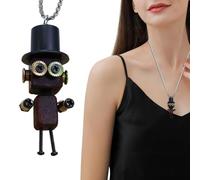 Senermter Collier Robot - Bijou De Cou Tendance En Bois | Pendentif De Sac Style Rétro | Pour Dames Épouses Amateurs De Mode Étudiants En Art Collectionneurs Festivals De Musique Fêtes À Thème