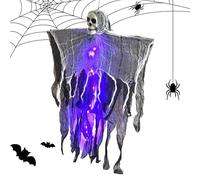 Senermter Squelette d'halloween,Accessoire de Maison Hantée - Props Flottants Lumineux avec Brouillard Artificiel pour Extérieur, Jardins, Fêtes Masquées, Salles de Classe