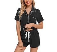 Senert Ensemble de pyjama pour femme à manches courtes, vêtements de nuit doux boutonnés, ensemble de pyjama de maternité et post-partum, tailles S à XXL, X-Large