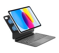 SENGBIRCH Coque Clavier pour iPad A16 11/10 Ème Generation (11 Pouces 2025/10.9 Pouces 2022) - Magic Keyboard avec pavé Tactile, AZERTY Rétroéclairé 7 Couleurs Clavier, Noir