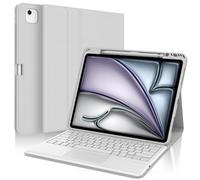 SENGBIRCH Coque Clavier pour iPad Air 13" M3 2025/M2 2024 - AZERTY Français Clavier avec pavé Tactile, Détachable sans Fil Bluetooth Trackpad Keyboard, Étui pour iPad Pro 12.9" (6e-3e), Noir