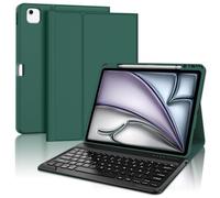 SENGBIRCH Coque Clavier pour iPad Air 13" M4 2026/M3 2025/M2 2024, AZERTY Français Clavier Détachable sans Fil Bluetooth, Étui pour iPad Pro 12.9" (6e/5e/4e/3e) Gen avec Fente pour Stylo, Vert Foncé