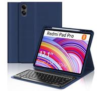 SENGBIRCH Coque Clavier pour Redmi Pad Pro 12.1" 2024 - AZERTY Français Clavier Détachable sans Fil Bluetooth, Étui avec Fente pour Stylo pour Xiaomi Pad Poco 12.1", Bleu foncé