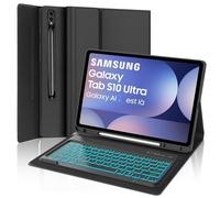 SENGBIRCH Étui de clavier pour Samsung Galaxy Tab S10 Ultra 14,6" 2024 - Clavier allemand QWERTZ éclairé magnétique amovible pour Samsung Galaxy Tab S9 Ultra 14,6", noir