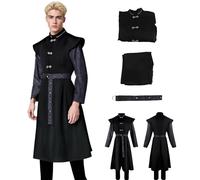 SENGDUJH Costume de démon pour cosplay, costume de la reine dragon Daenerys, grand-père, prince démon, tunique médiévale avec pantalon, pour Halloween, carnaval (noir, taille XS)