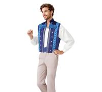 SENGDUJH Costume de prince Fiyero, ami de sorcière Elphaba, costume de Fiyero pour cosplay, tunique médiévale pour homme pour Halloween, carnaval, Comic-Con (bleu + blanc, taille L)