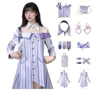 SENGDUJH Robe Lolita violette avec motif à rayures pour femme, robe de vêtements kawaii, jupe pruple avec bretelles pour Halloween, Comic-Con (violet, L)