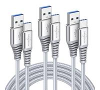 SENGEXIN Câble USB Type-C [3 mètres, 3 pièces, extra long, câble USB C en nylon, recharge rapide, câble de type C pour Samsung Galaxy S24 S23 22 Ultra S21 S20 Plus S10 S9 A12 A21s A20e A71 A51, Huawei