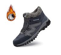 SENGHUI Women's Winter Thermal Villi Leather Platform Fashion High Top Boots,Fleekcomfy Snowy Villi Leather Ankle Boots for Outdoor Walking (40,Blue)