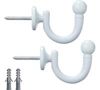 SENGLIDA Lot de 2 Embrasses de Rideau à Tête Ronde - Crochets Muraux - Porte-Vêtements, Manteau, Chapeau, Porte-Serviettes - Blanc