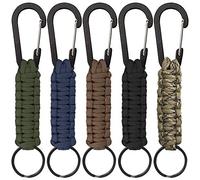 SENHAI Lot de 5 porte-clés en paracorde avec mousqueton, lanière tressée pour clés, couteau, lampe de poche, camping, randonnée, sac à dos pour homme et femme, 5 couleurs