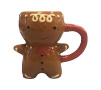 SenhE Gingerbread Man Mug | 3D Cartoon Cute Ceramic Cup | Gingerbread Man Ceramic Mugs for Coffee Milk Tea Lovers | Holiday Birthday Gift for Women and Men