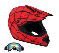 Senhill Casque de motocross intégral certifié DOT Style Spiderman Casque de moto tout-terrain avec lunettes pour jeunes et enfants (taille M)