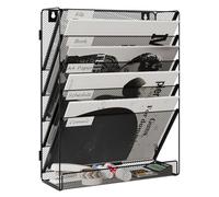 Senhoglb Porte Document Mural A4, 6 Niveau Porte Revue Mural Trieur, Assembler Métal Banette Murale Organisateur Bureau Sans Côté, Rangement Papier Pour Salle de Classe à Domicile de Bureau, Noir