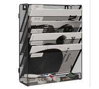 Senhoglb Porte Document Mural A4, 6 Niveau Porte Revue Mural Trieur, Assembler Métal Banette MuraleOrganisateur Bureau, Rangement Papier Pour Salle de Classe à Domicile de Bureau, Noir