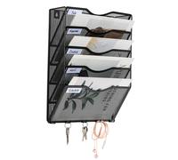 Senhoglb Porte-documents mural A4 en maille à 5 niveaux avec 5 crochets, Noir, Soldes du Nouvel An, Meilleures idées cadeaux