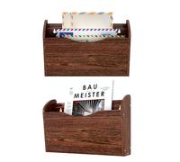 Senhoglb Porte Revue Mural 2 Pièces Support à Brochures Organiseur de Documents en Bois, Porte Courrier Mural Banette pour le Bureau, la Maison, Marron