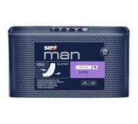 Seni | Man Super Level 5 | Protections incontinence légère à modérée pour homme | Ultra Absorbantes, discrètes & sans latex | Contrôle des odeurs | 9 x 40 cm | 15 pièces