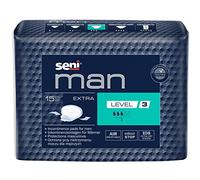SENI - Protège Slip Seni Man Extra - Absorption Level 3 - Protection Fuite Urinaire - Incontinence - Protège Slip Homme - Anti Odeur - Ultra Doux - 16x15 Protèges Slip