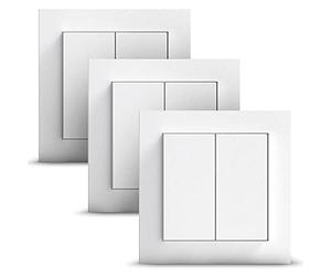 Senic GIRA + Friends of Hue Smart Switch | Compatible Philips Hue (Pas de Piles, Pas de Charge) | 3X Interrupteurs et variateurs d'intensités Homekit sans Fil | Fabriqué en Allemagne | Blanc Mat