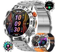 Senior-1,43"" Amoled Montre Connectée Homme Avec Appel Bluetooth 5.1/Numérotation, 3 Bracelets, Smartwatch Avec 123 Sportifs Cardiofrequencemètre Moniteur De Sommeil, Fitness Tracker Pour Android [L73
