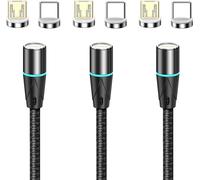 Senior-12th Génération Câble Magnétique,Chargement Rapide Et Transfert De Données Pour Micro-Usb Et Usb-C Smartphones (1.5m/3 Pack Noir)[L2291]