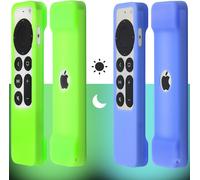 Senior-2 Pack Glow In The Dark Remote Case Compatible With Apple Tv Siri 2021 (2Nd Gen) With Lanyard Included Anti-Slip Cover Green And Blue[L633]