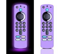 Senior-2 Pack Silicone Tv Remote Cover Protector Cover For Fire Stick Glow In The Dark Remote Control For Fire Stick Voice 4K 3Rd Generation 2021 Tv Remote Control (Bright Purple)[L1721]