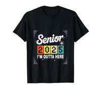 Senior 2025 I'm Outta Here Tenue rétro de remise de diplôme T-Shirt
