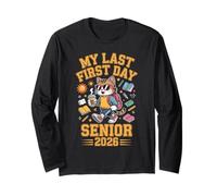 Senior 2026 My Last First Day Cool Cat Backback to School Kids Manche Longue