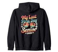 Senior 2026 My Last First Day Design rétro coucher de soleil Sweat à Capuche