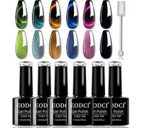 Senior-6 Couleurs Vernis Semi Permanent Magnétique, 9d Cat Eye Vernis Gel Uv Soak Off Magnetic Gel Polish Base Noire Nécessaire Vernis À Ongles Pour Salon Diy Home, 7.5ml[L938]