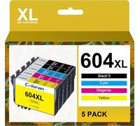 Senior-604Xl Compatible Cartouche Pour Xp 2200 Pour 604 Xl Pour Expression Home Xp-2205 Xp-3205 Xp-3200 Xp-4200 Xp-4205 Workforce Wf-2910Dwf Wf-2930Dwf Wf-2935Dwf Wf-2950Dwf (5 Pack)[L408]