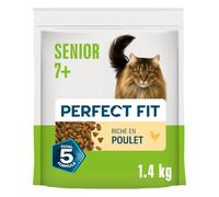 PERFECT FIT Senior 7+ Croquettes Gourmandes pour Chat Senior Stérilisé - Nourriture Riche en Poulet - 1,4 kg (Lot de 5)